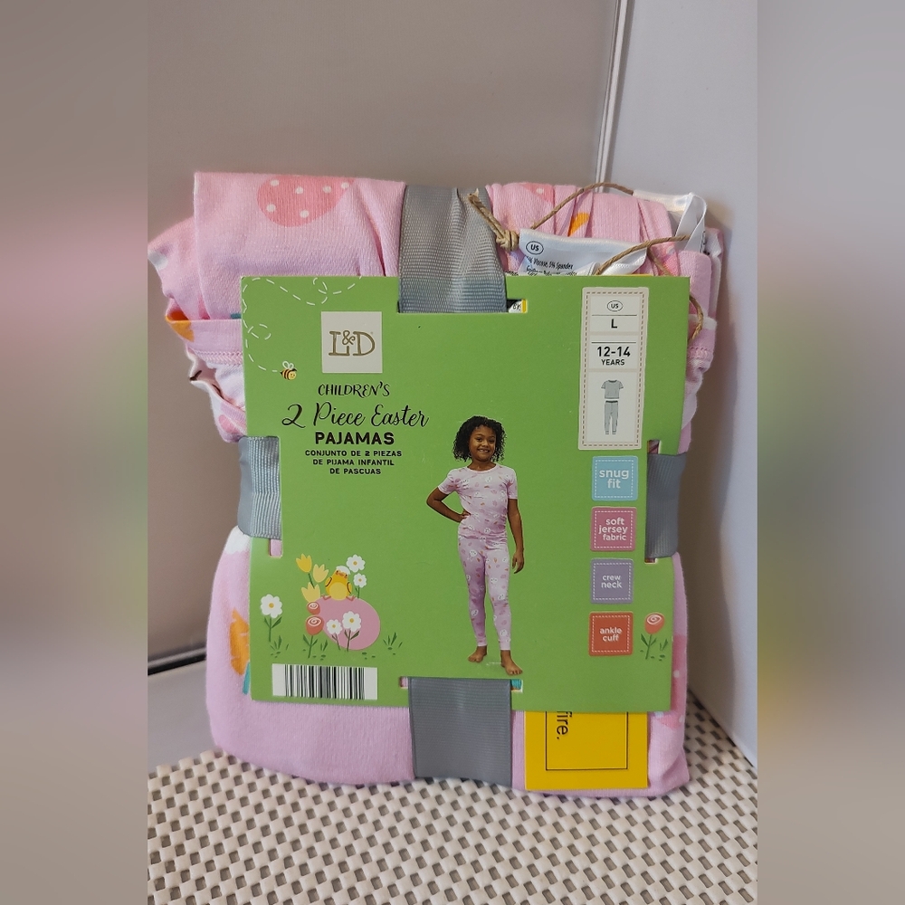 Lily & Dan Girls Size L Pajamas Pink Bunny Easter Fits 12-14 years NWT